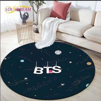 Naujausias Kpop Bangtan Boys spaudos vaikų kilimas plotinis kilimas Bts apvalus kilimas svetainei grindų kilimėlis flanelinis neslystantis kilimėlis 60cm