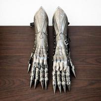 Handcrafted Decorative Metal Gauntlet Gloves Fantasy Armor Display Gloves for Collectors Home Décor gray