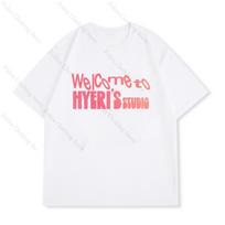 Lee Hyeri 2025 Macau Fan Meeting Fans Tshirt Letter Print Summer Short Sleeve Tee Kpop Unisex Womens Clothes Cotton Tshirts 3XL pink