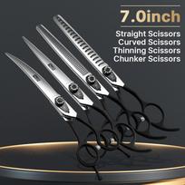 Fenice 7.0/7.5 Professional JP440C Dog Grooming Scissors Shears Set Kit Dog Trimming Tools for Groomer tijeras peluquería canina gray