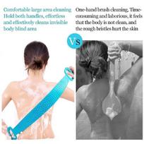 TEKCOOL Silicone Body Back Scrubber, Double Side Bathing Brush for Skin Deep Cleaning Massage, Dead Skin Removal Exfoliating Belt for Shower, Body black