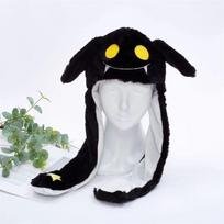 Funny Christmas Halloween Plush Hats Capybara Deer Pumpkin Santa Claus Ghost Animals Ears Moving Plush Hats For Boys Girls Gifts about 30cm black