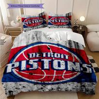 Vibrant Detroit Pistons Logo Art Three-piece set(1 * duvet cover + 2 * pillowcase, without core) Bedding set Christmas birthday gift 135x200cm