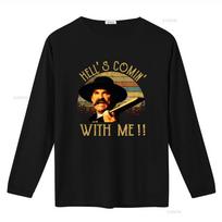 Doc Holliday Vintage T Shirt Tombstone Western With Iconic Hells Comin Me Print Casual Round Neck Cowboy For Movie Fans Soft 3XL black