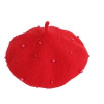 Woolen Children's Beret Solid Color Painter Hat Cute Baby Wool Hat  Kid red
