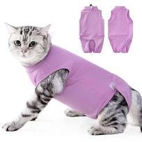 Cat Recovery Suit for Spay Abdominal Wounds,Kitten Onesie Bodysuit, Cat Surgery Recovery Suit Female Cone of Cats Anti Licking S violetinė