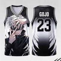 Jujutsu Kaisen Satoru Gojo No.23 Basketball Jersey 3D Sleeveless Tank Top Breathable Anime Streetwear Gym Workout Singlet Unisex 5XL gray