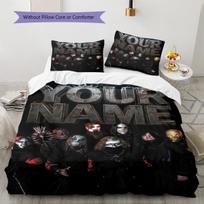 Name Custom Band Slipknot Pattern Bedding Set Quilt Cover Pillowcase Home Decor Gift (1 * duvet cover + 2 * pillowcase, without core) 135x200cm gray