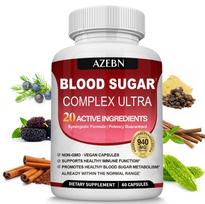 12-in-1 magnio kompleksas: Populiarus maisto papildas JAV rinkai AZEBN Blood Sugar Complex Supplement 60 Capsules