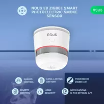 Nous Smart multi-room smoke detector with 85dB siren, TUYA ZigBee MQTT