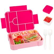 Large Capacity Bento Lunch Box for School Microwave Bento Box Leak-Proof Sealing Portable Divided Fresh-Keeping Food Container rožinė raudona spalva