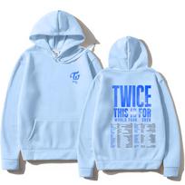KPOP Twice Hoodies Twice Šis yra pasaulinei gastrolei 2026 m. Megztiniai moterims vyrams Estetiškas grafinis džemperis Drabužiai M šviesiai mėlyna spalva