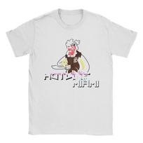 Men T-Shirt Hotline Miami Vintage Pure Cotton Tees Short Sleeve Chicken T Shirt O Neck Tops Party 2XL gray