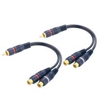 EIGHTNOO RCA Splitter 2 RCA Male to 2RCA RCA Audio RCA for Cable, Cables, 21.5cm, Female, Cable, Video, Audio, Gold-Plated Plugs, Speakers,