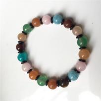 Exquisite Multi-Gemstone Bracelet: Amethyst, Rose Quartz, Amazonite, Agate - Single Strand Crystal Jewelry for Men and Women gray