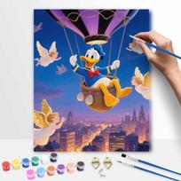 Disney Donald Duck hot air balloon handmade diy oil painting digital painting kit home living room entrance decoration hanging painting 50x70cm blue