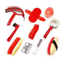 Horse Hair Detangling Cleaning Brushes Set for Daily Grooming Decontamination Essential Horse Grooming Supplies 1 red