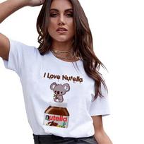 T-shirt Women Nutella Printed Fashion Harajuku Tshirt Girl Casual White Top T Shirt Newest Summer Female TShirt Clothing M black