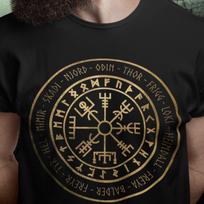 Norse Gods Viking Gods and Goddesses Vegvisir Symbol T-Shirt 100 black