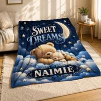 Sweet Dreams Naimie Teddy Bears Coral Fleece Blanket Nursery Decor 75cm*90cm black
