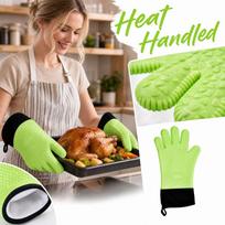 Thick Silicone Oven Gloves with Cotton, Non- Five Finger Heat for Cooking, Baking and Grilling One Size