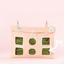 Rabbit Hay Feeder for Cage Less Waste Small Animals Storage Bags Pink