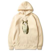 Katė Pelėda Juokingas Meowl Memas Smegenų Puvinys Grafinis Džemperis Moteriški Drabužiai Mada Per dydį Gatvės stilius Ruduo Žiema Laisvalaikio Stilingi Drabužiai M beige