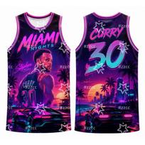 2026 Stephen Curry Nr.30 Krepšinio marškinėliai Retro Miami Coastal Crime Grafinis T-shirt Vasaros Sportiniai Vyriška liemenė Vaikų drabužiai M pink