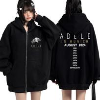 Adele In Munich Tour August Zip Up Hoodie Men Women M juoda