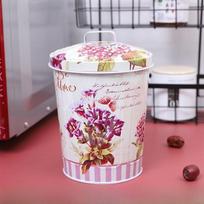 Elegantiška rožių dizaino skardinė dėžutė-organizeris su dangteliu namams, biurui ir miegamajam Lilac white