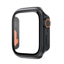 Stiklas + dėklas iWatch 44mm 45mm 41mm 40mm ekrano apsauginė dangtelis Keisti Ultra Bufer iWatch Series 8 7 SE 6 5 3 For iWatch 44mm juoda