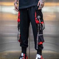 Moteriškos cargo kelnės Harem kelnės Madingos Punk kišenės Sportinės kelnės Grandinėlė Harajuku Elastingos Aukštas juosmuo Streetwear S gray