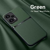 Skirta Xiaomi Poco F5 5G dėklas prabangus odinis magnetinis automobilio laikiklis telefono dėklas Poko Poxo F5 F 5 5F PocoF5 TPU buferis galinis dangtelis For Poco F5 5G žalia