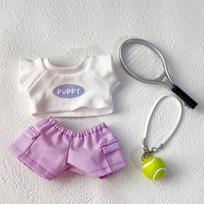 For 15/17Cm Labubu Summer T-Shirt Cargo Pants Tennis Sports Outfits Clothing  Labubu V1 V2 Cute Doll Diy Clothes  Accessories No doll gray