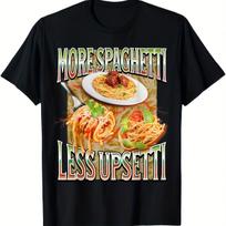 Funny Italian Food T-Shirt More Spaghetti Less Upsetti Retro Pasta Heavyweight Cotton Tee Suita S beige