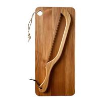 Wooden Bread Slicing and Cutting Board Set with Serrated, Portable Kitchen Accessory for Home Use One Size brown