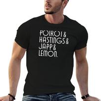 Agatha Christie  Hercule Poirot Characters Lineup Tshirt All Weather Casual Short Sleeve 3XL black