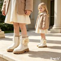 Girls Chelsea Boots Kids Martin Low-Cut Winter Fashion Chunky Sole Side Zipper EU 35 smėlis