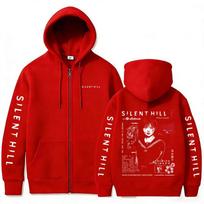 Game Silent Hill Zipper Hoodie Men Women Retro Casual Horror Zip Up Jacket Coat Men's Gothic Rock Oversized Zip Up Sweatshirts 6XL red