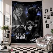 Wall TapestryBillie Eilish Art Hanging Cloth Decorative Background Cover for Room Decoration 100cmx150cm gray