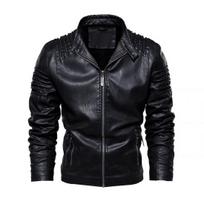 Žieminė odinė striukė Vyriška vilna, stovi apykaklė Motociklo Pu paltas Šilta mada Slim Moto Biker Ouertwear Firminiai vyriški drabužiai XXXL