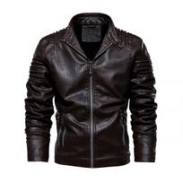 Žieminė odinė striukė Vyriška vilna, stovi apykaklė Motociklo Pu paltas Šilta mada Slim Moto Biker Ouertwear Firminiai vyriški drabužiai 4XL