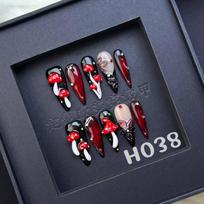 Pure Handmade Wearing Armor Cute Cartoon Hand-painted Pinched Short Manicure Handmade Nail Factory L black