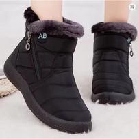 Moteriški batai Moteriški aulinukai su kailiu Žieminiai batai Moteriški žemu kulnu Žieminiai batai Sniego nepralaidūs Botas Mujer Žieminiai apavai 34EU/CN35 black
