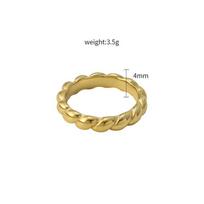 French Light Luxury Fashion Geometric Ring 316L Stainless Steel Bread Pattern Titanium Steel Hand Jewelry Girl No. 10 beige