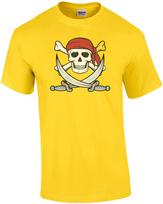 Jolly Roger Pirate Flag T-Shirt - Skull & Crossbones Buccaneer Costume Shirt M yellow
