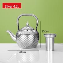 Bobo Pot Hammered Stainless Steel Teapot with Strainer - Vintage Middle Eastern Spherical Design for Restaurant and Home Use With Tea Strainer gray