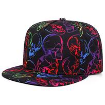 2025 personnalisé imprimé nouveau squelette bord plat chapeau danse de rue hiphop chapeau cyclisme Crâne lumineux black
