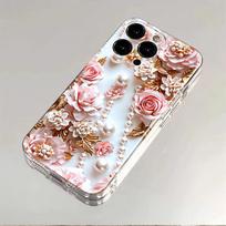 Phone Case for Xiaomi Redmi Note 15 14 Pro Plus 5G 13 12 12S 11 10 14C 13C Pink Pearl Rose 3D Embossed 2D Pattern Silicone Cover Redmi Note 13 4G white