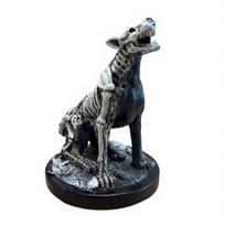 Halloween Black Dog Skull Resin Figurine Spooky Ornament for Home Car Decor, Outdoor Shelf Decoration juoda